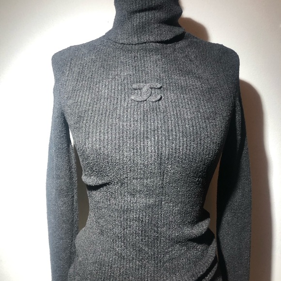 Womens Black Chanel Turtleneck Sweater 